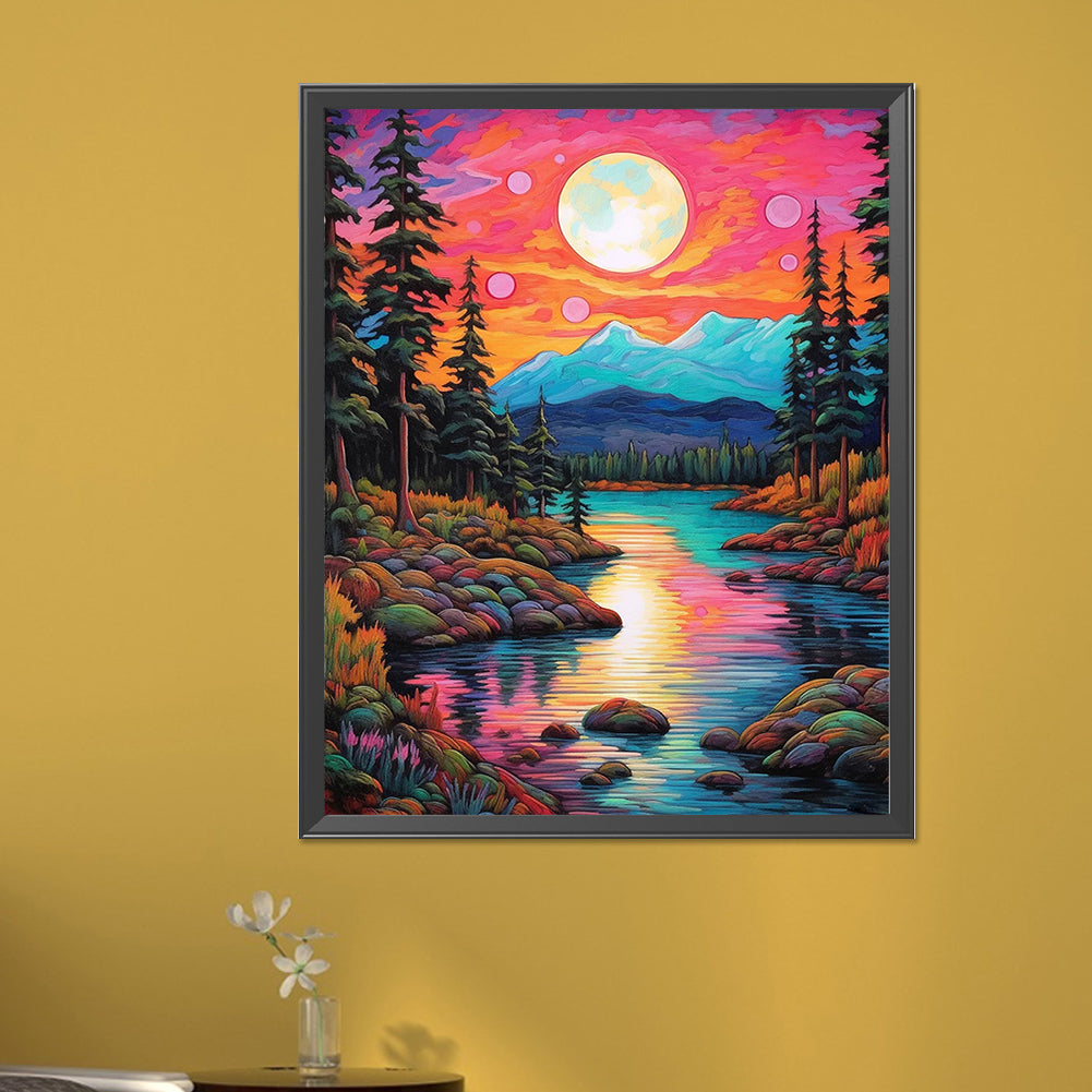 Sunset Sunset Creek - Full AB Round Drill Diamond Painting 40*50CM