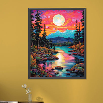 Sunset Sunset Creek - Full AB Round Drill Diamond Painting 40*50CM