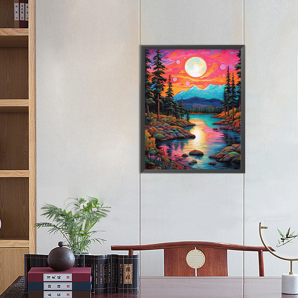 Sunset Sunset Creek - Full AB Round Drill Diamond Painting 40*50CM