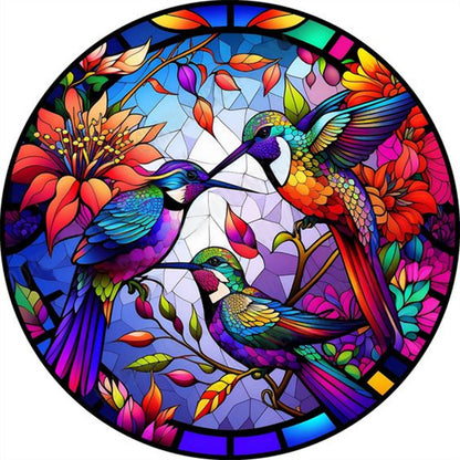 Circle Glass Painting Hummingbird - Full Round Drill Diamond Painting 30*30CM