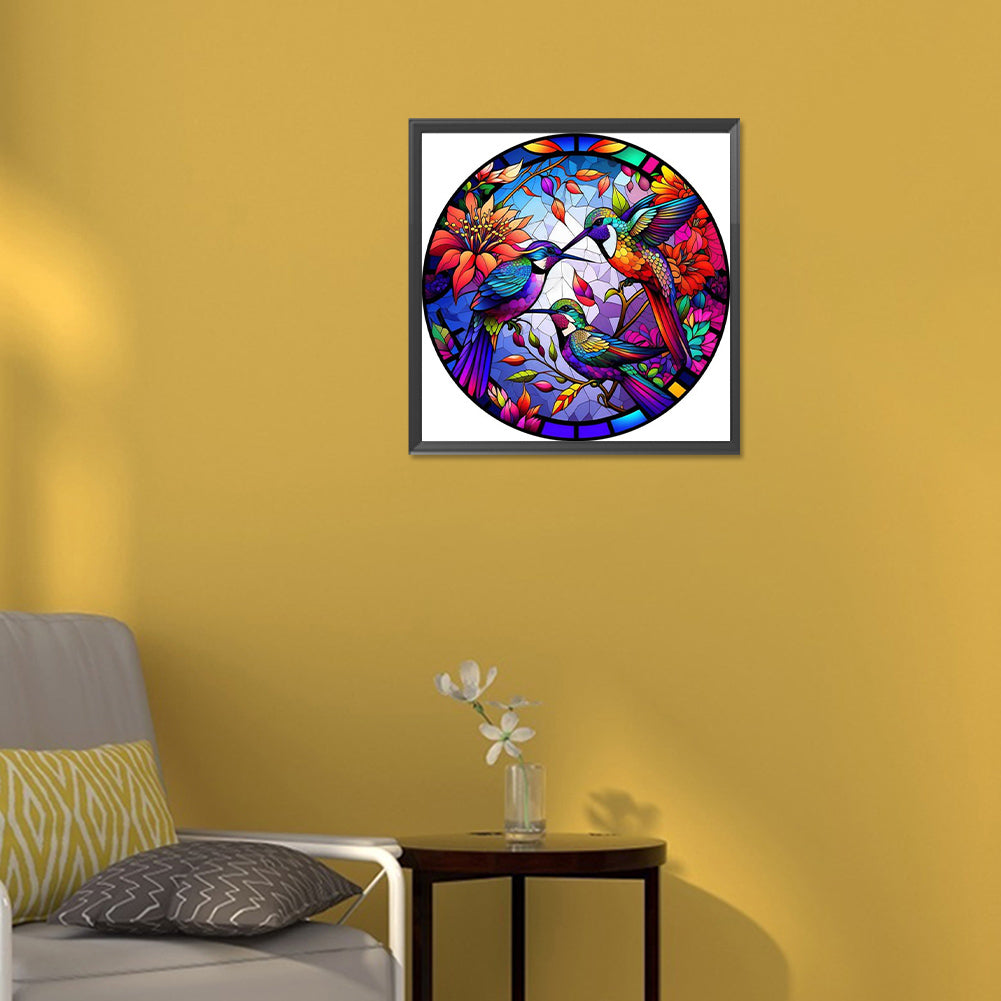 Circle Glass Painting Hummingbird - Full Round Drill Diamond Painting 30*30CM