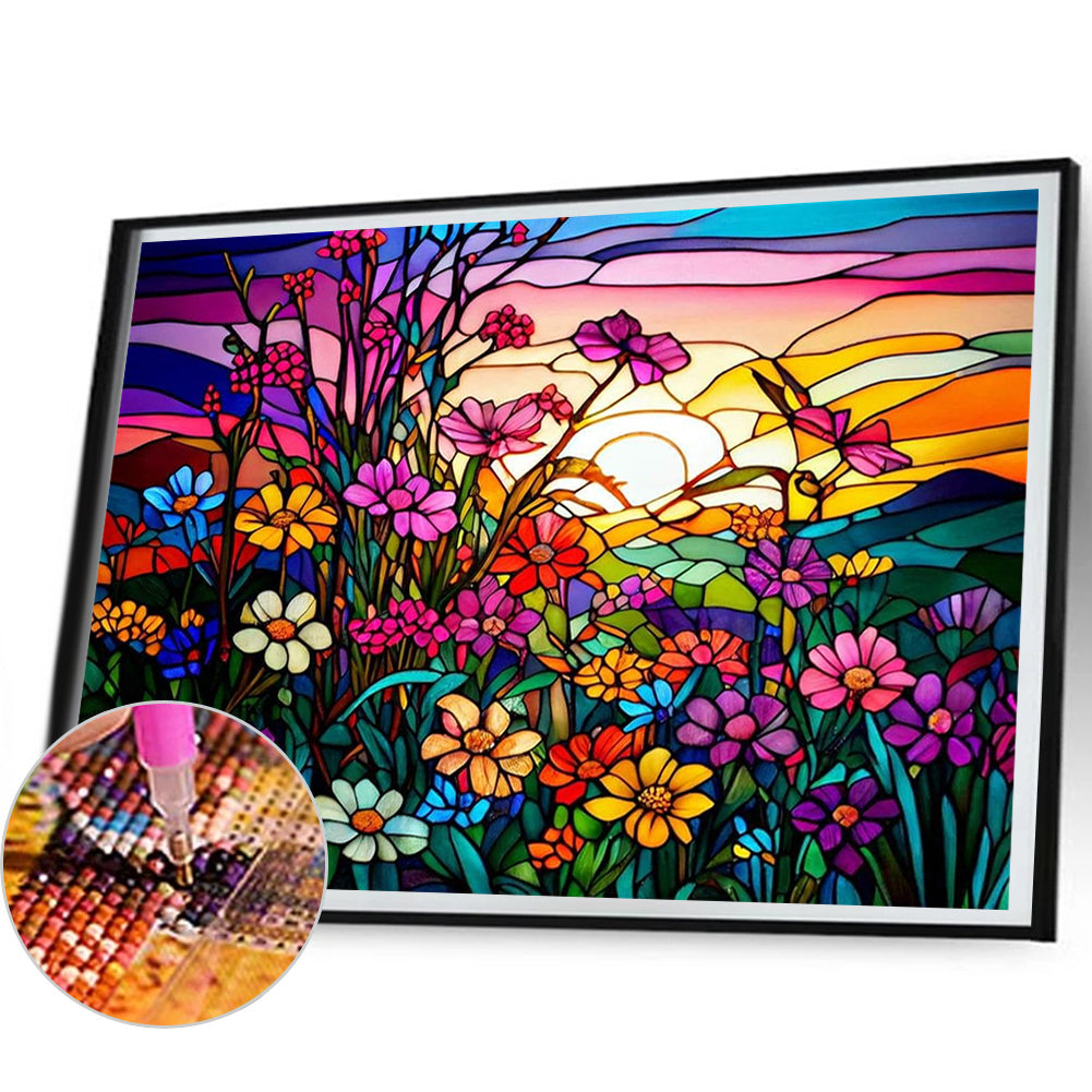 Sunset Daisy - Full Square Drill Diamond Painting 50*40CM