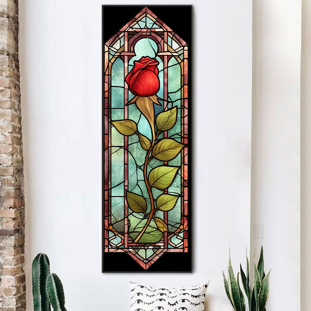 Rose Glass Painting - Full Round Drill Diamond Painting 30*90CM