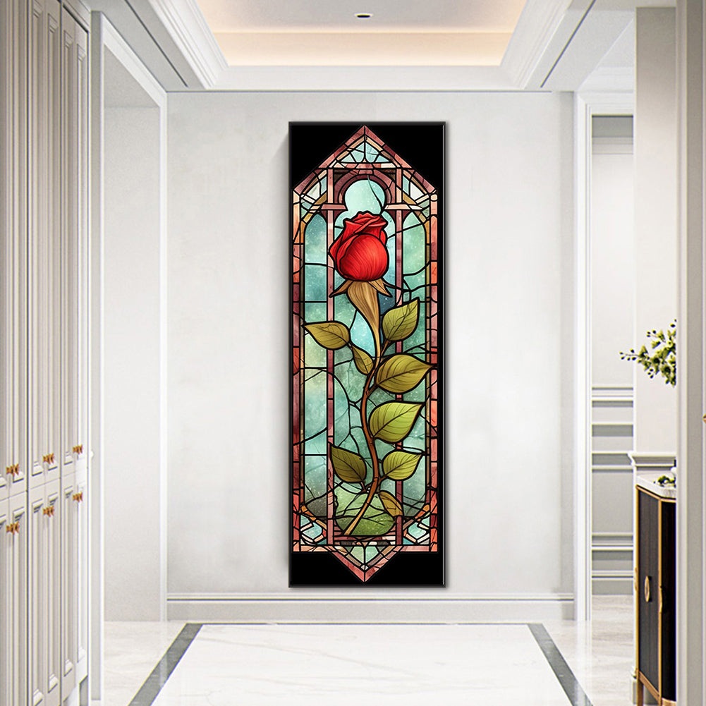 Rose Glass Painting - Full Round Drill Diamond Painting 30*90CM