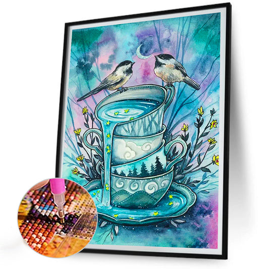 Poured Water Glass - Full Round Drill Diamond Painting 30*40CM