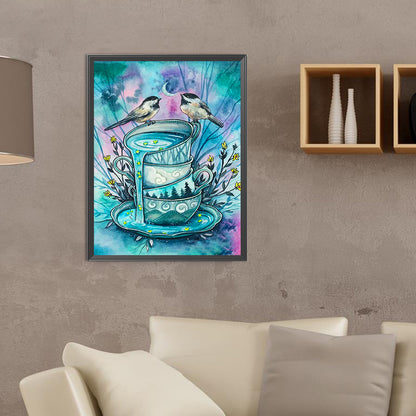 Poured Water Glass - Full Round Drill Diamond Painting 30*40CM