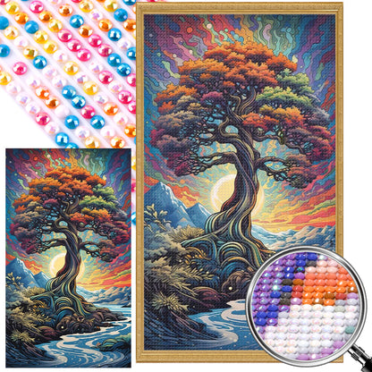 Big Tree By The Water - Full AB Round Drill Diamond Painting 40*70CM