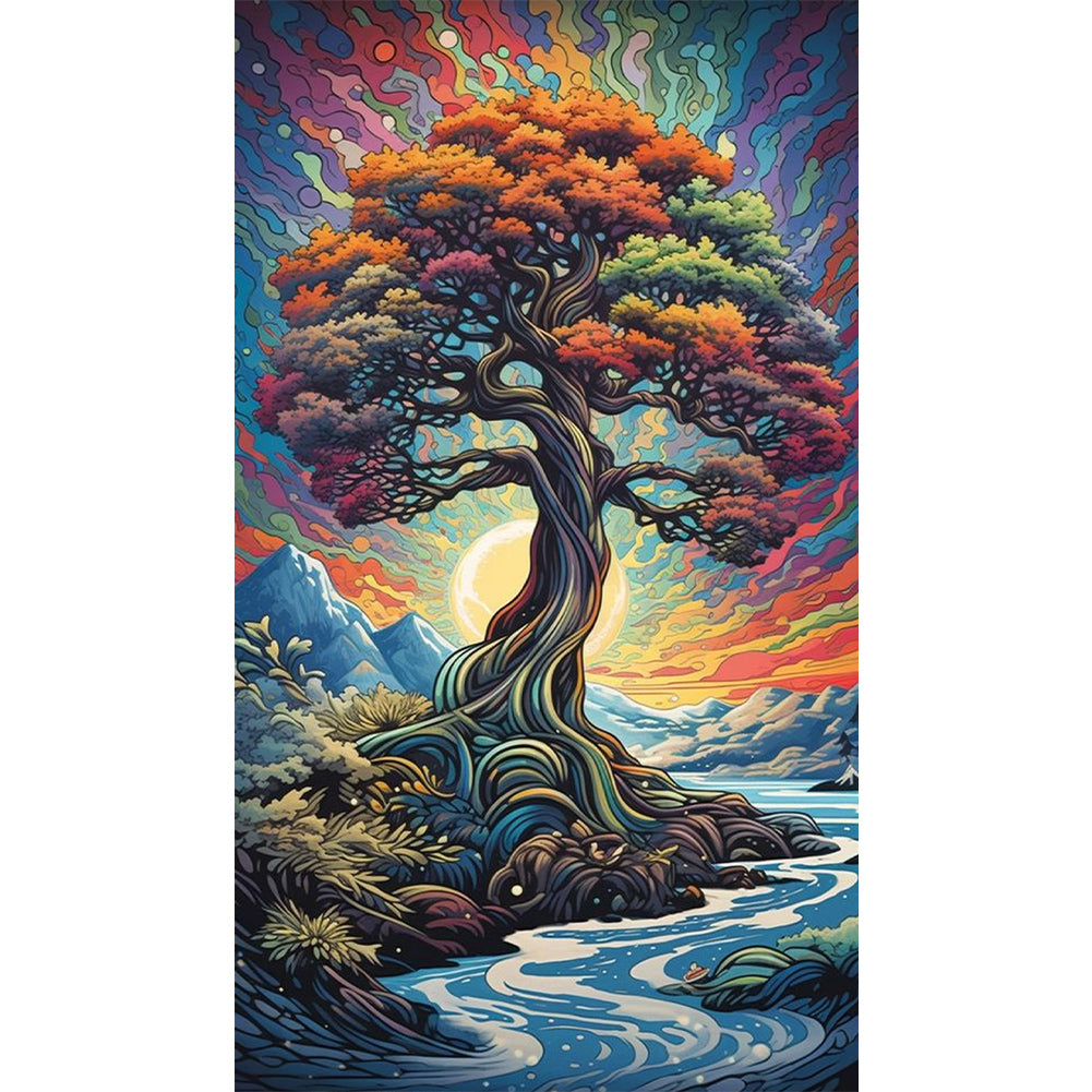 Big Tree By The Water - Full AB Round Drill Diamond Painting 40*70CM