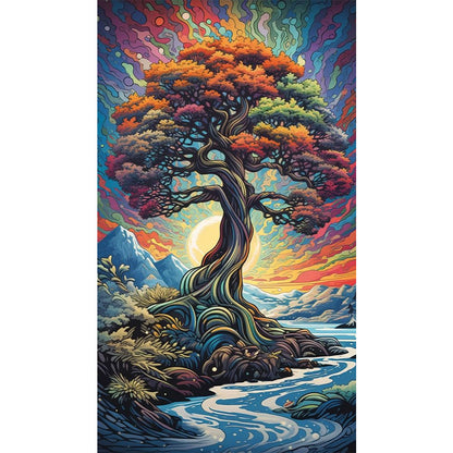 Big Tree By The Water - Full AB Round Drill Diamond Painting 40*70CM