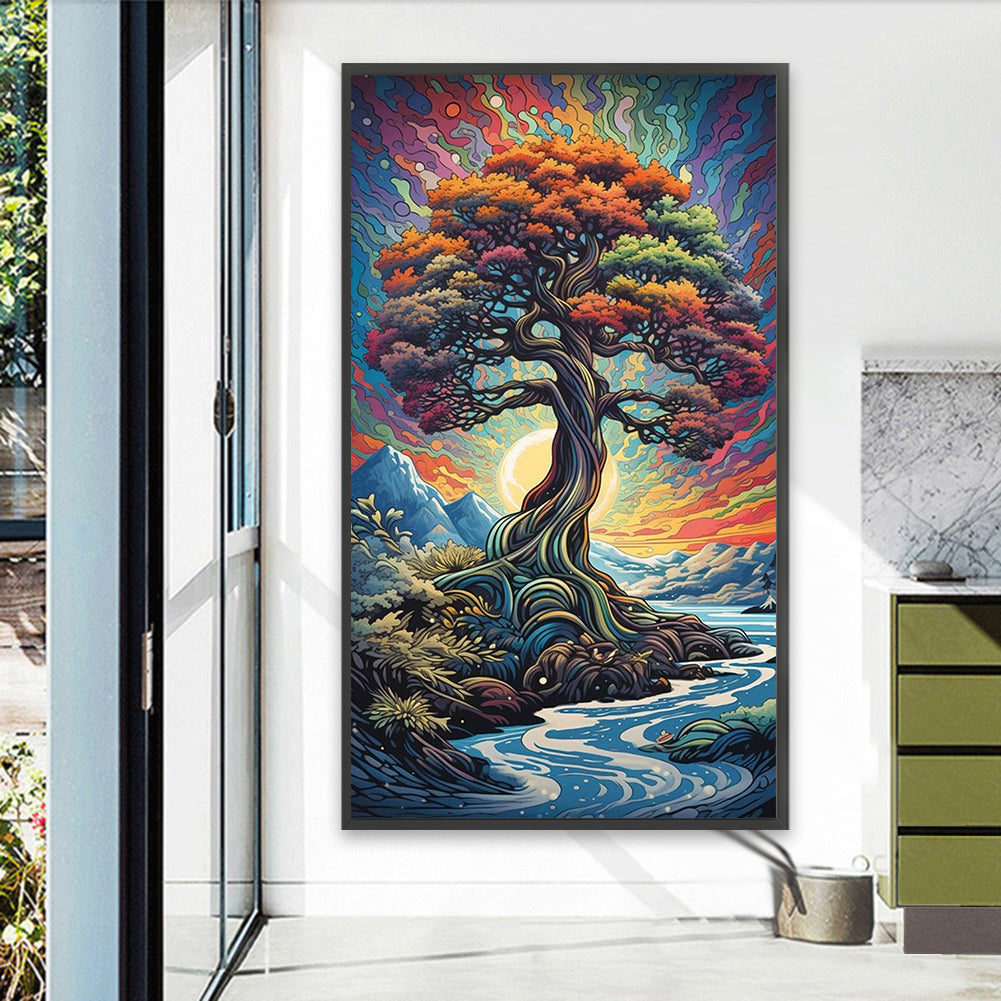 Big Tree By The Water - Full AB Round Drill Diamond Painting 40*70CM