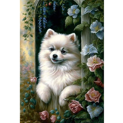 Puppy And Flowers - 11CT Stamped Cross Stitch 40*60CM