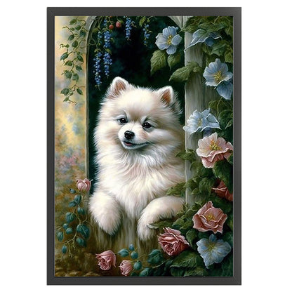 Puppy And Flowers - 11CT Stamped Cross Stitch 40*60CM