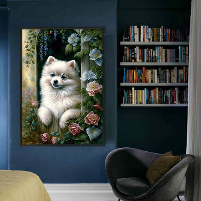 Puppy And Flowers - 11CT Stamped Cross Stitch 40*60CM