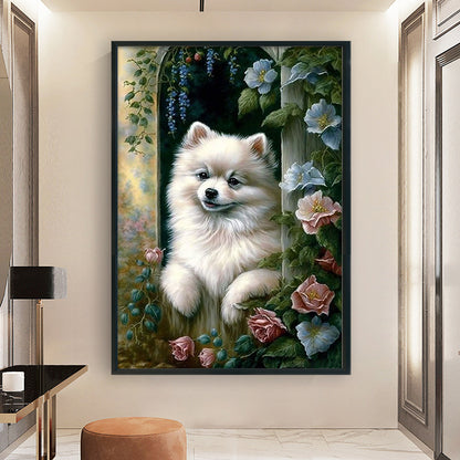 Puppy And Flowers - 11CT Stamped Cross Stitch 40*60CM