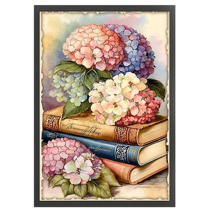 Hydrangeas And Books - 11CT Stamped Cross Stitch 40*60CM