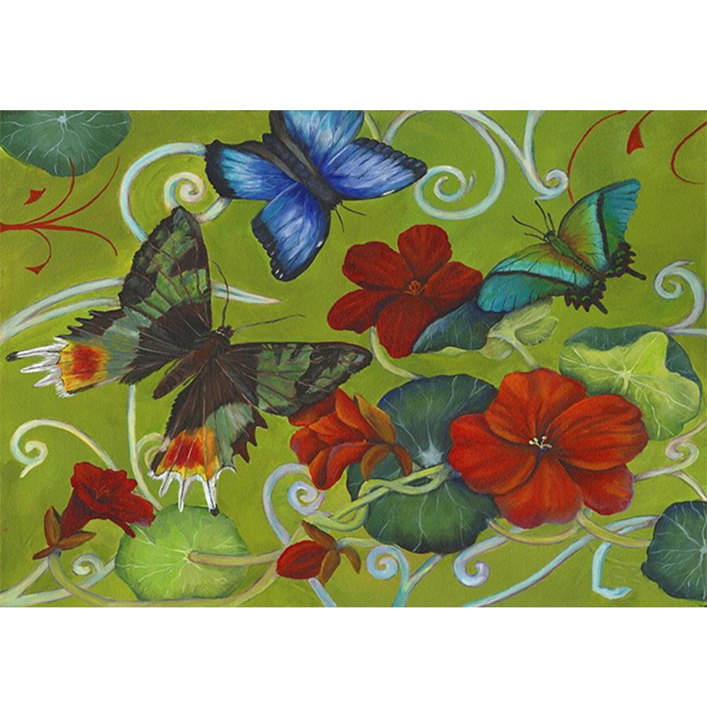 Butterflies And Flowers - 11CT Stamped Cross Stitch 40*30CM