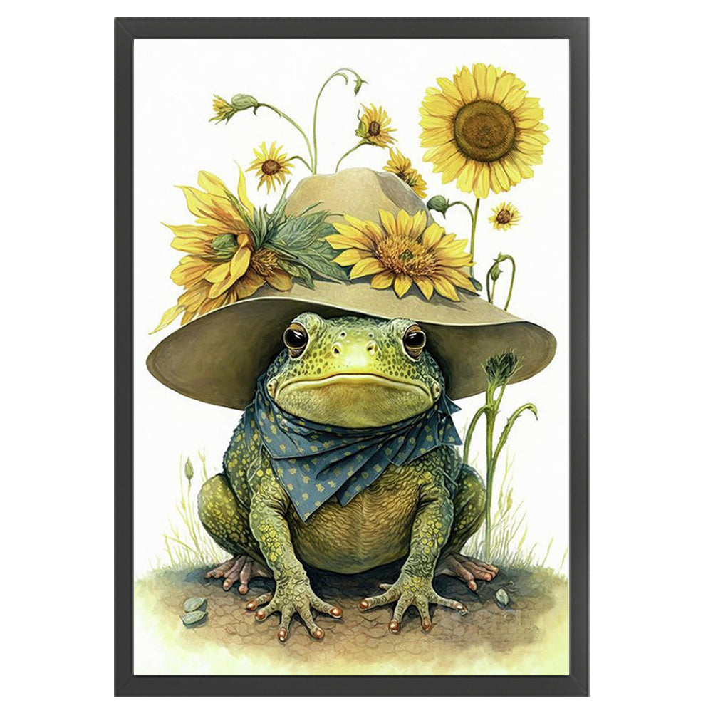 Frog And Sunflower - 18CT Stamped Cross Stitch 20*30CM