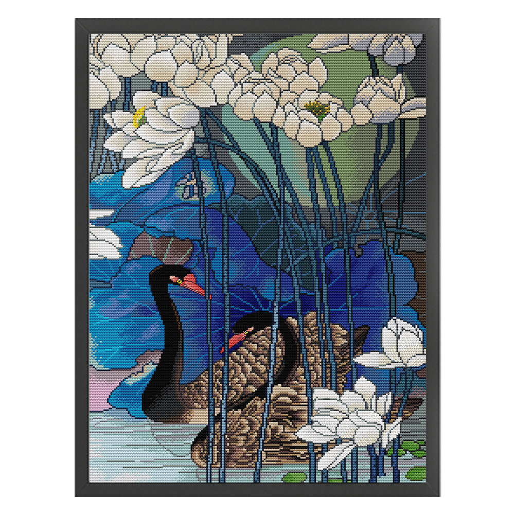 A Pair Of Black Swans - 14CT Stamped Cross Stitch 43*59CM(Joy Sunday)