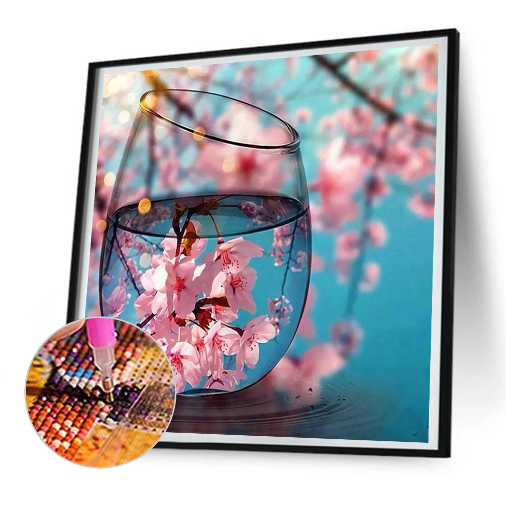 Peach Blossom Cup - Full Round Drill Diamond Painting 30*30CM