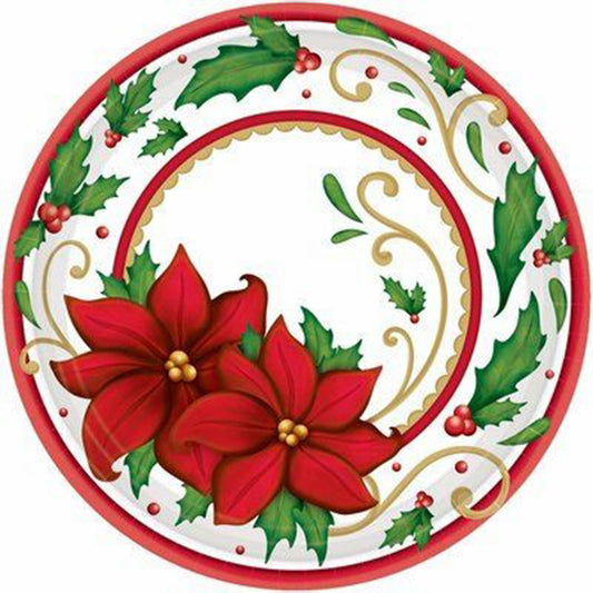 Round Poinsettia - Full Round Drill Diamond Painting 30*30CM