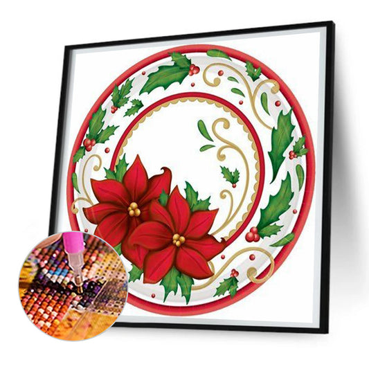 Round Poinsettia - Full Round Drill Diamond Painting 30*30CM