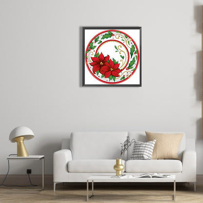 Round Poinsettia - Full Round Drill Diamond Painting 30*30CM