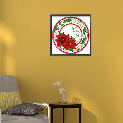 Round Poinsettia - Full Round Drill Diamond Painting 30*30CM