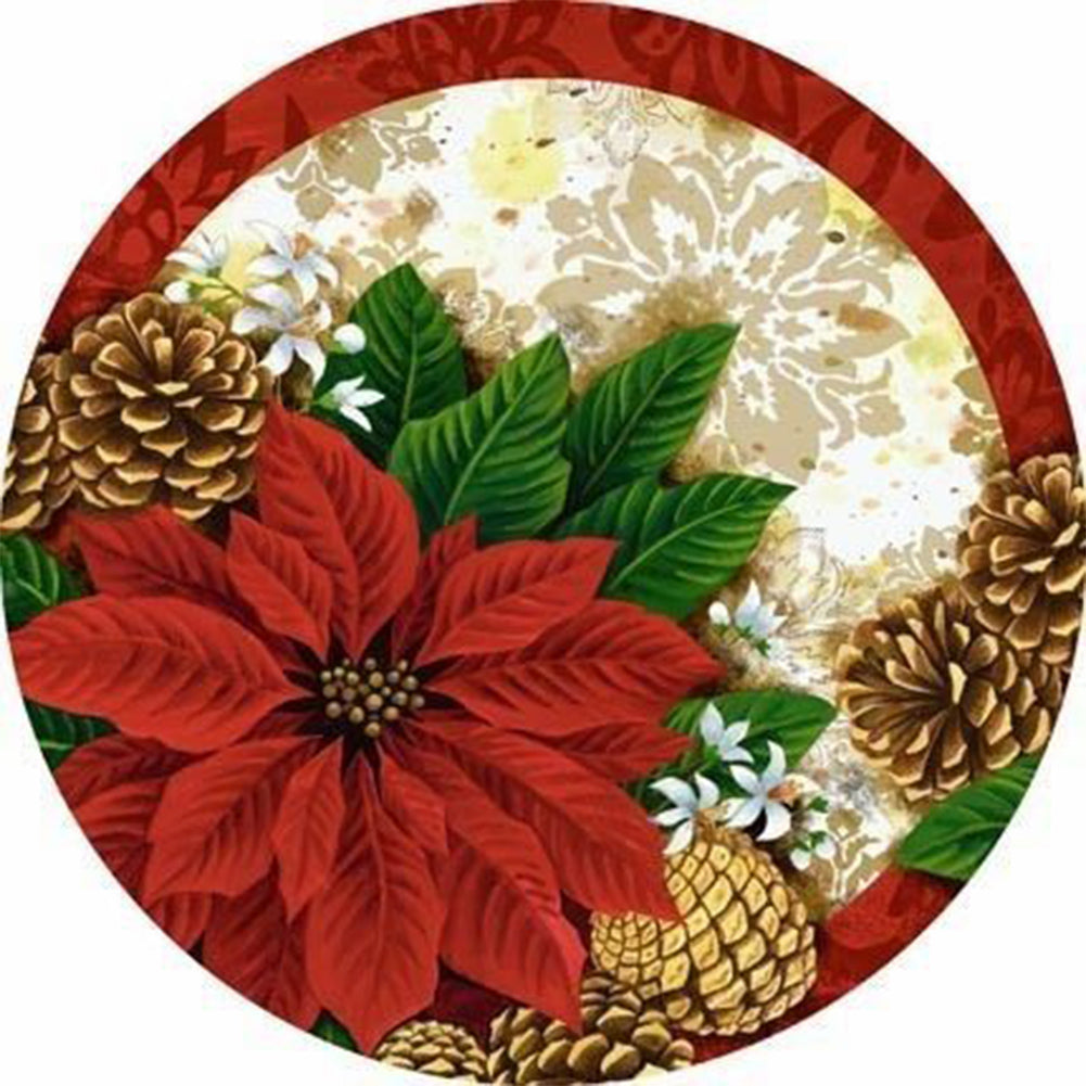 Round Poinsettia - Full Round Drill Diamond Painting 30*30CM