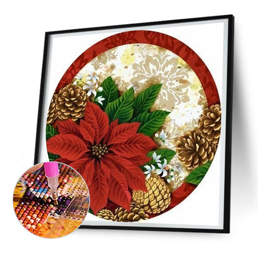 Round Poinsettia - Full Round Drill Diamond Painting 30*30CM