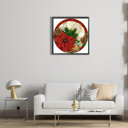 Round Poinsettia - Full Round Drill Diamond Painting 30*30CM