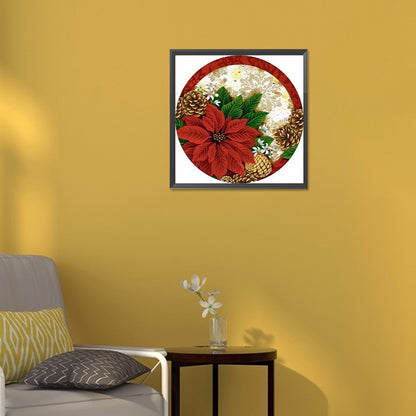 Round Poinsettia - Full Round Drill Diamond Painting 30*30CM