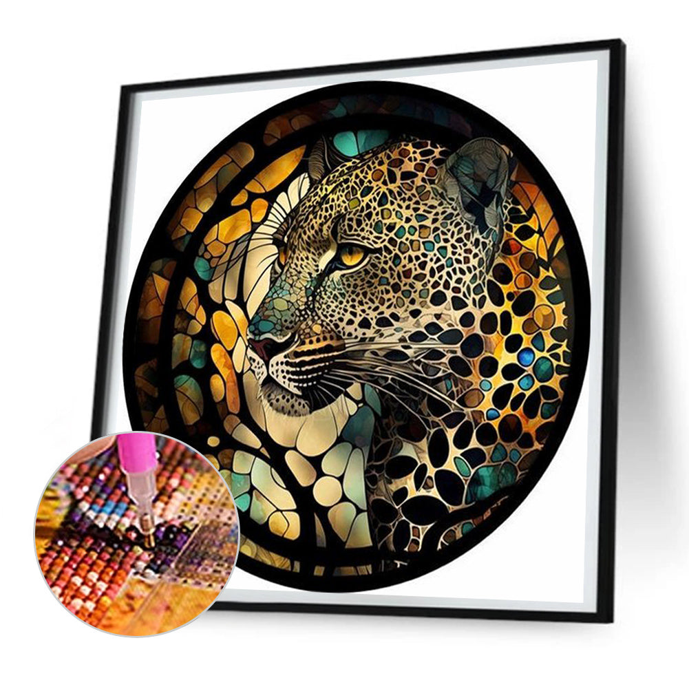 Glass Painting Leopard - Full Round Drill Diamond Painting 30*30CM