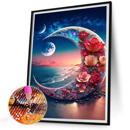 Beach Crescent Flower - Full Square Drill Diamond Painting 35*45CM