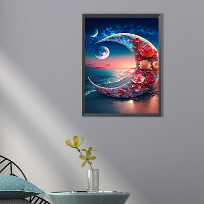 Beach Crescent Flower - Full Square Drill Diamond Painting 35*45CM