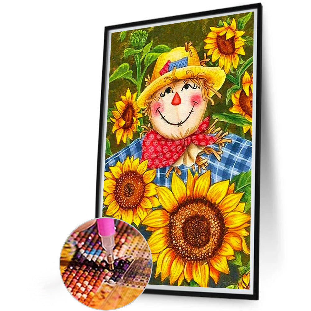 Sunflower Scarecrow - Full Round Drill Diamond Painting 40*60CM