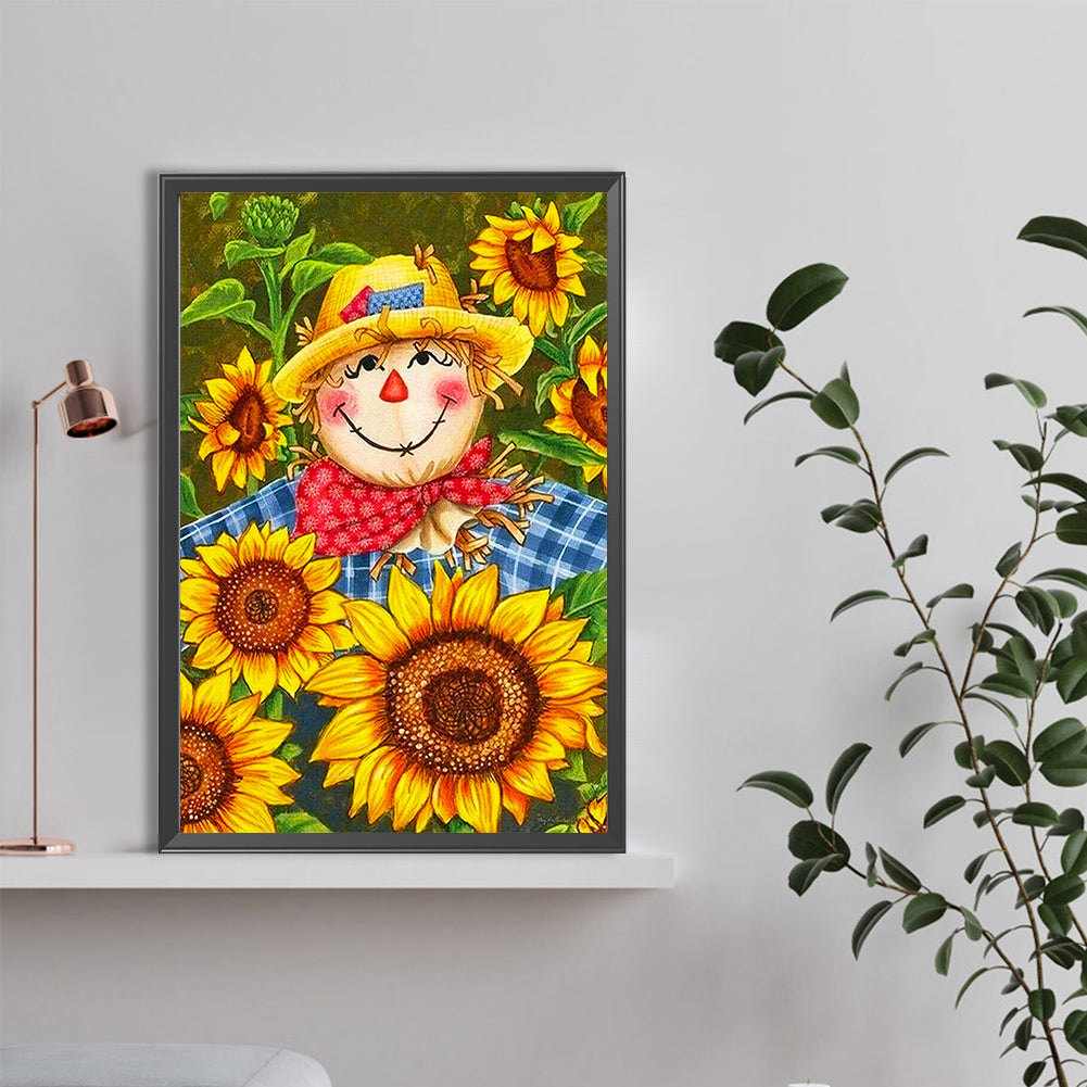 Sunflower Scarecrow - Full Round Drill Diamond Painting 40*60CM