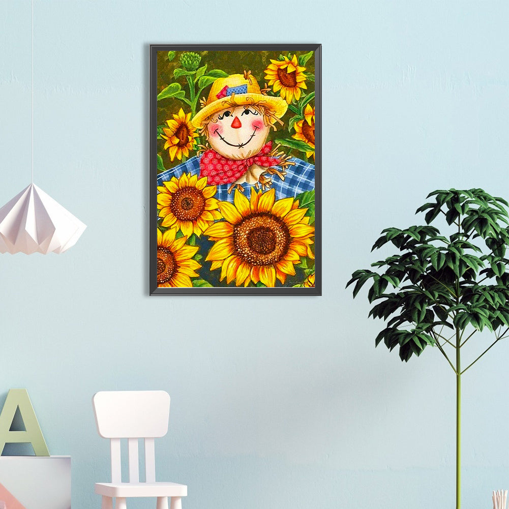 Sunflower Scarecrow - Full Round Drill Diamond Painting 40*60CM