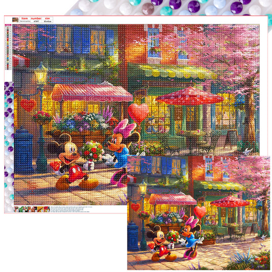 Mickey Mouse And Minnie Mouse Giving Gifts - Full Round Drill Diamond Painting 80*60CM