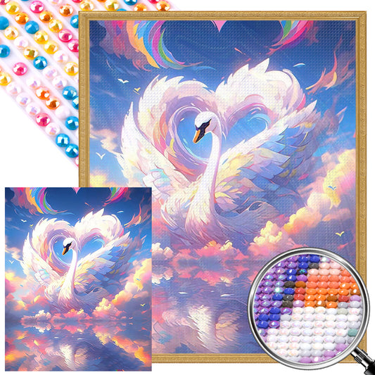 Cloud Feather Swan - Full AB Round Drill Diamond Painting 40*50CM