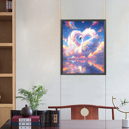 Cloud Feather Swan - Full AB Round Drill Diamond Painting 40*50CM