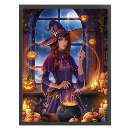 Witch And Cat - 11CT Stamped Cross Stitch 50*65CM