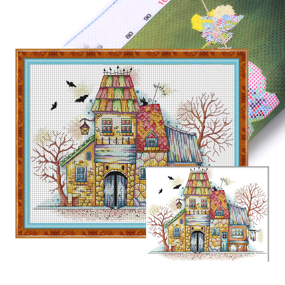 Mysterious Village - 14CT Stamped Cross Stitch 50*40CM(Joy Sunday)