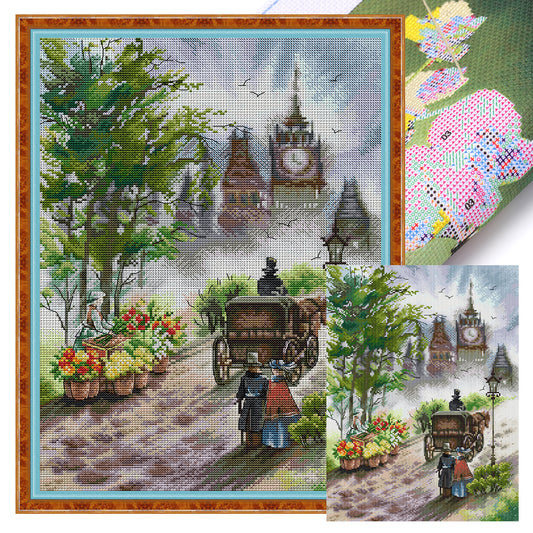 Early Morning In The Suburbs - 14CT Stamped Cross Stitch 34*44CM(Joy Sunday)