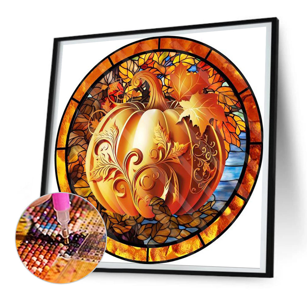 Autumn Pumpkin Medallion Painting - Full Round Drill Diamond Painting 30*30CM