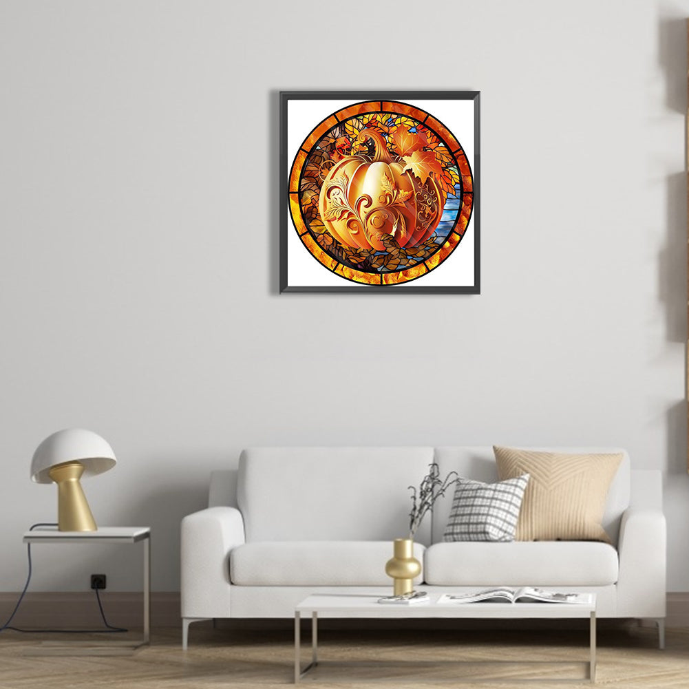 Autumn Pumpkin Medallion Painting - Full Round Drill Diamond Painting 30*30CM