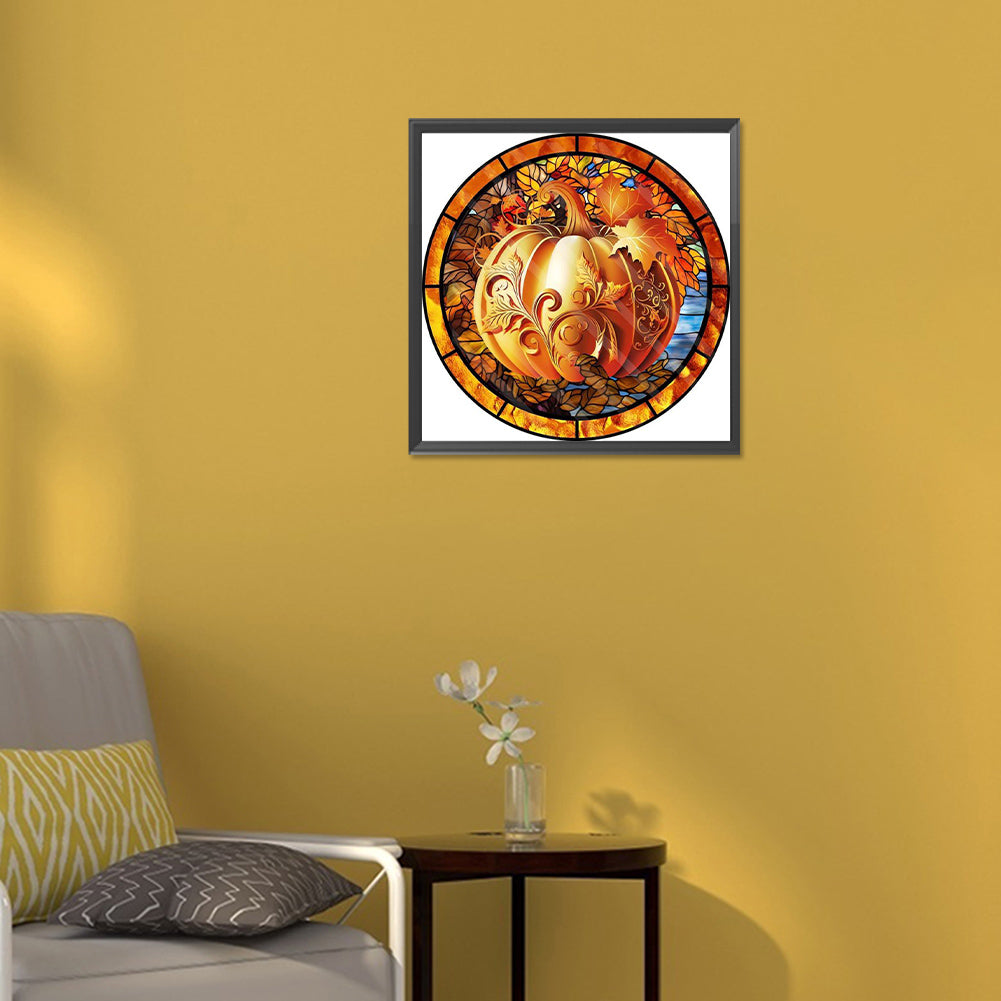 Autumn Pumpkin Medallion Painting - Full Round Drill Diamond Painting 30*30CM