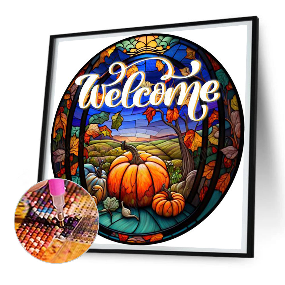 Autumn Pumpkin Medallion Painting - Full Round Drill Diamond Painting 30*30CM