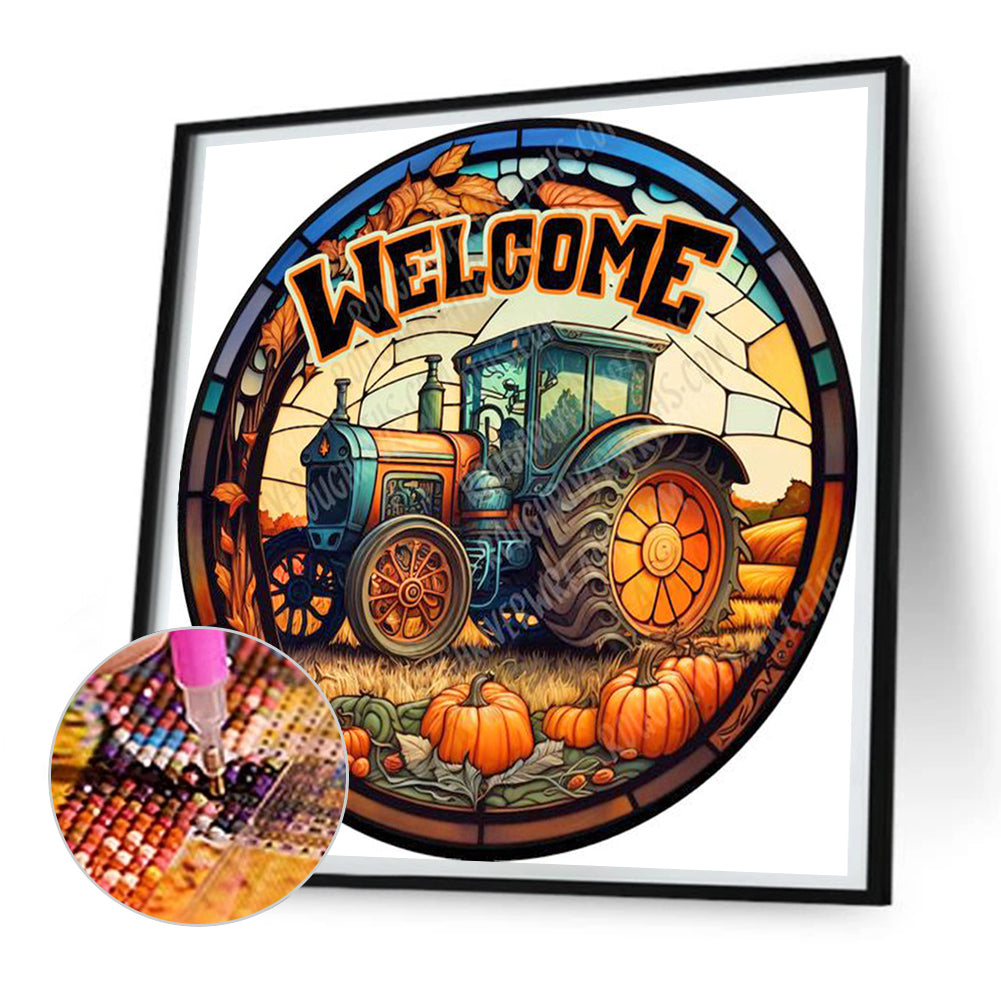 Autumn Pumpkin Medallion Painting - Full Round Drill Diamond Painting 30*30CM