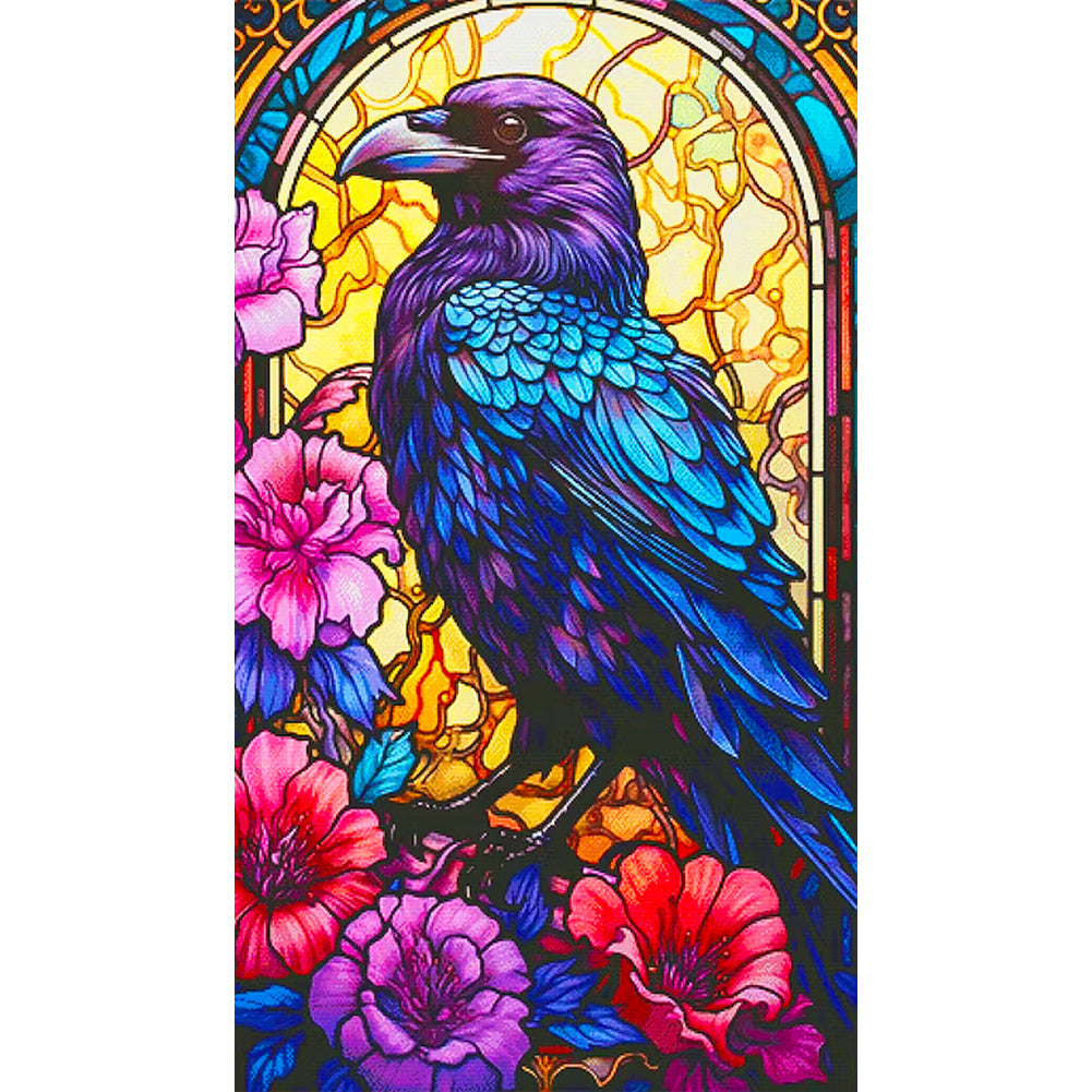 Glass Painted Black Crow - Full Round Drill Diamond Painting 40*70CM