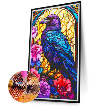 Glass Painted Black Crow - Full Round Drill Diamond Painting 40*70CM